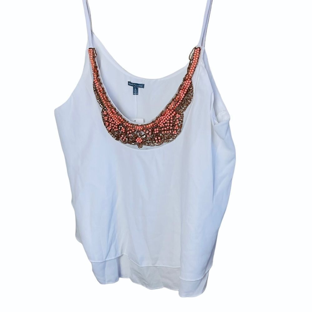 NWT Y2K Vintage Charlotte Russe White Beaded Tank Top Medium
